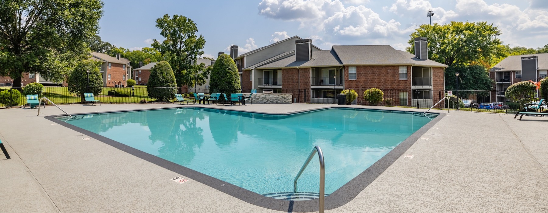 a swimming pool in a neighborhood