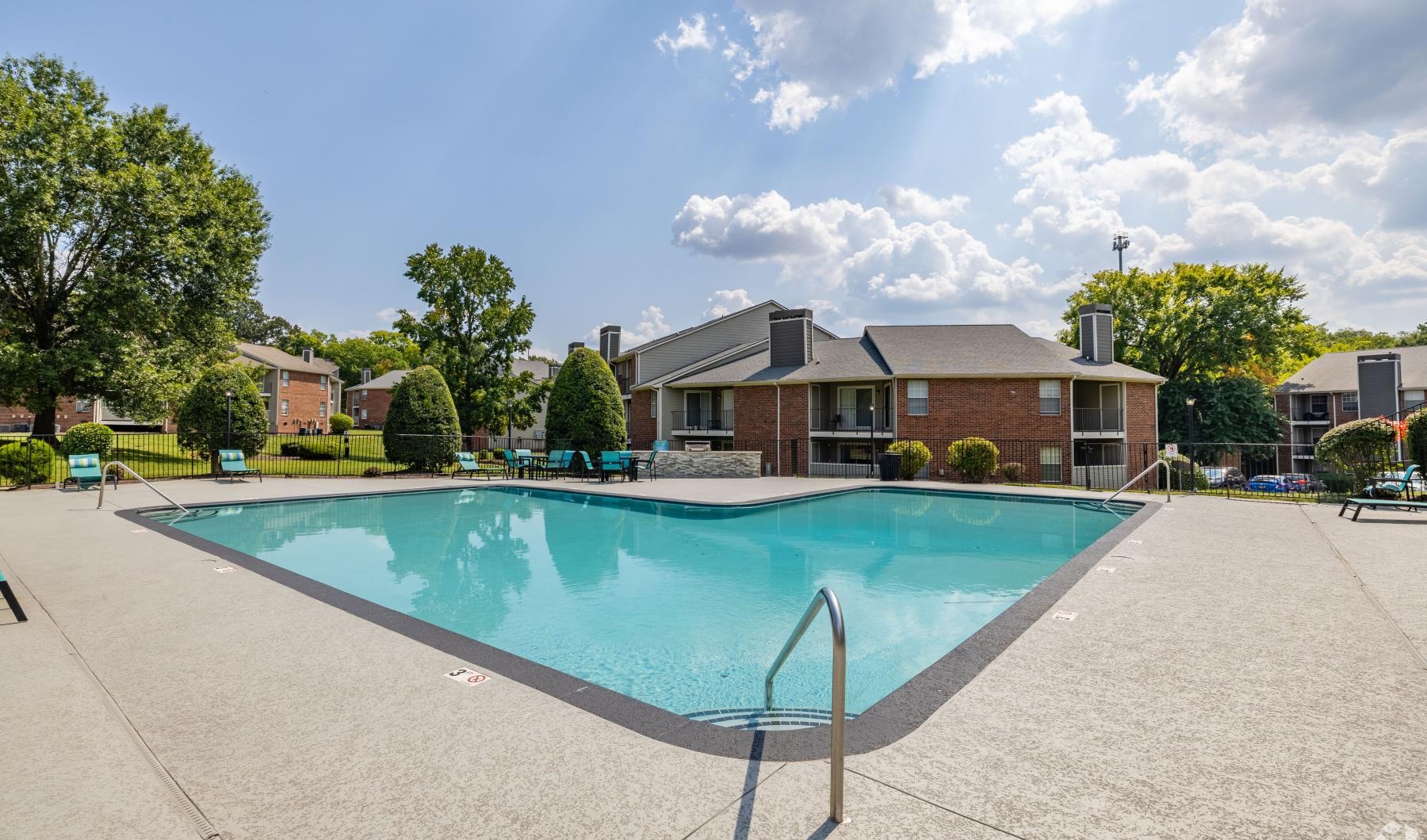 a swimming pool in a neighborhood