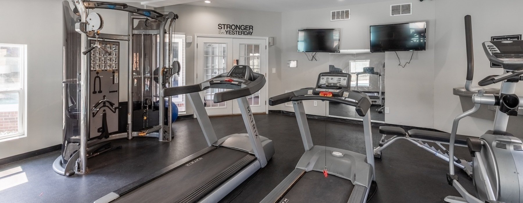 a gym with exercise equipment